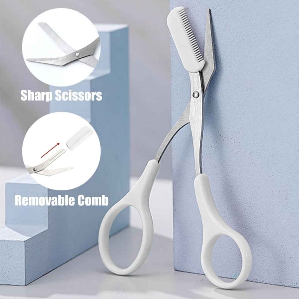 Set of 3 White Eyebtow Grooming Scissors Brand New